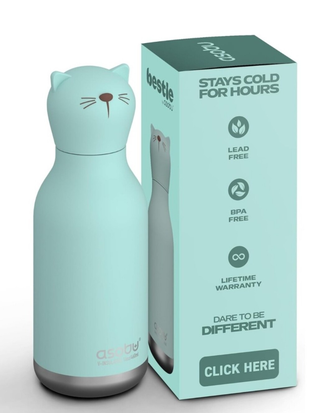 Asobu Bestie Kitty Cat Vacuum Insulated Water Bottle